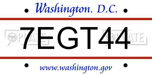 7EGT44 District Of Columbia License Plate