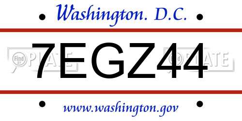 7EGZ44 District Of Columbia License Plate