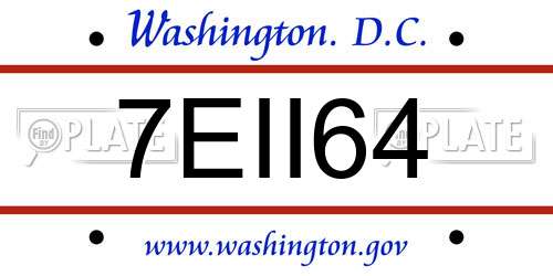 7EII64 District Of Columbia License Plate