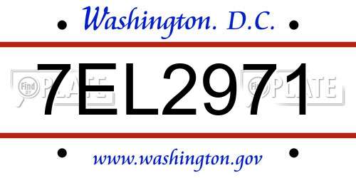 7EL2971 District Of Columbia License Plate