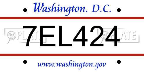 7EL424 District Of Columbia License Plate