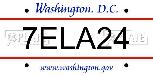 7ELA24 District Of Columbia License Plate