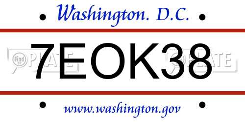 7EOK38 District Of Columbia License Plate