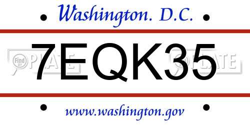 7EQK35 District Of Columbia License Plate