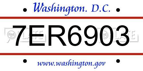 7ER6903 District Of Columbia License Plate