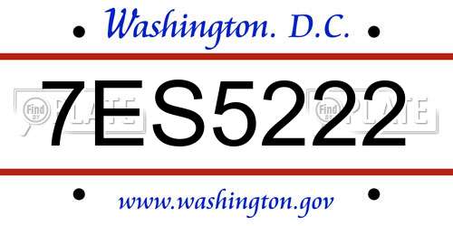 7ES5222 District Of Columbia License Plate