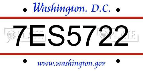7ES5722 District Of Columbia License Plate