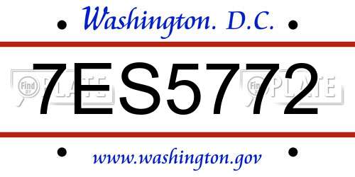 7ES5772 District Of Columbia License Plate