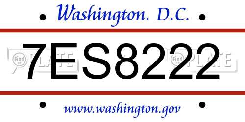 7ES8222 District Of Columbia License Plate