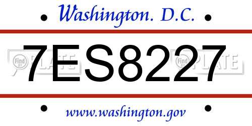 7ES8227 District Of Columbia License Plate