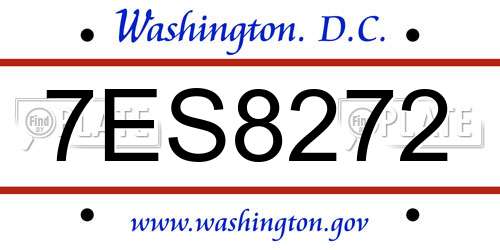 7ES8272 District Of Columbia License Plate