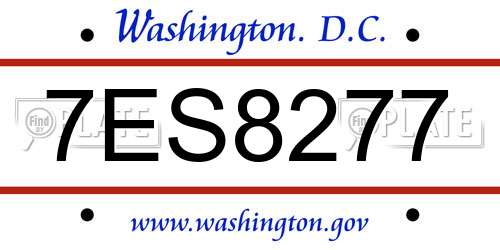 7ES8277 District Of Columbia License Plate
