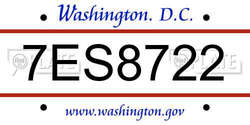 7ES8722 District Of Columbia License Plate