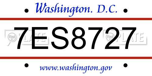 7ES8727 District Of Columbia License Plate