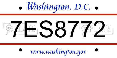 7ES8772 District Of Columbia License Plate