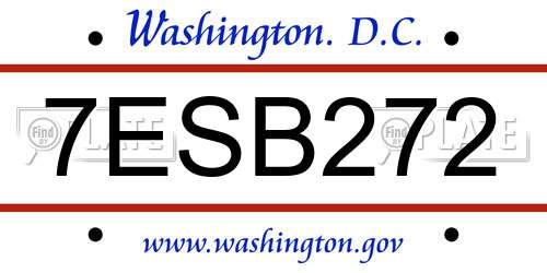 7ESB272 District Of Columbia License Plate