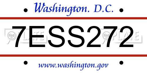 7ESS272 District Of Columbia License Plate