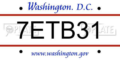 7ETB31 District Of Columbia License Plate