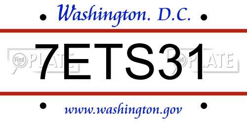 7ETS31 District Of Columbia License Plate