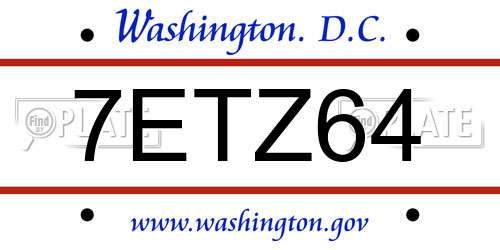 7ETZ64 District Of Columbia License Plate
