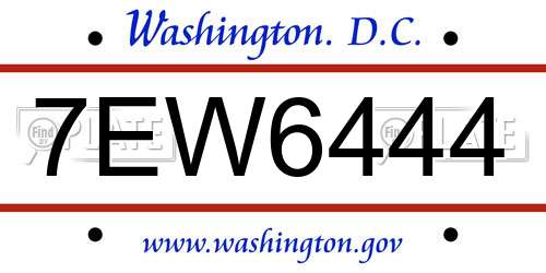 7EW6444 District Of Columbia License Plate
