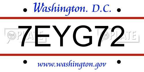 7EYG72 District Of Columbia License Plate