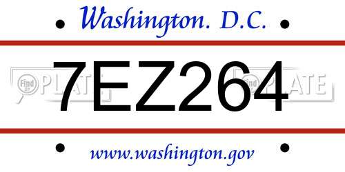 7EZ264 District Of Columbia License Plate