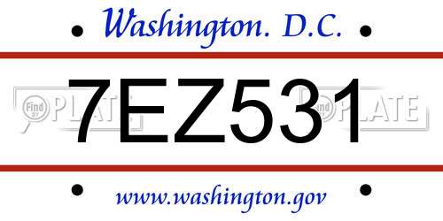 7EZ531 District Of Columbia License Plate