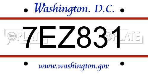 7EZ831 District Of Columbia License Plate