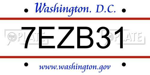 7EZB31 District Of Columbia License Plate