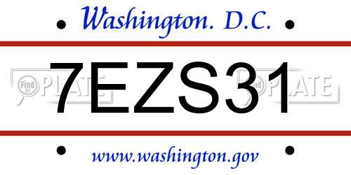 7EZS31 District Of Columbia License Plate