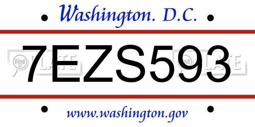 7EZS593 District Of Columbia License Plate