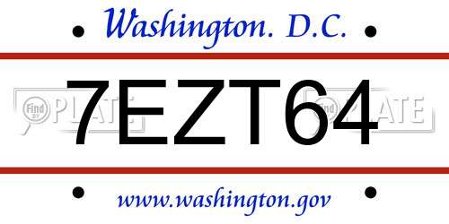 7EZT64 District Of Columbia License Plate