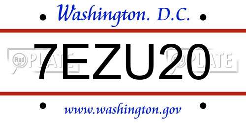 7EZU20 District Of Columbia License Plate
