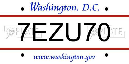 7EZU70 District Of Columbia License Plate