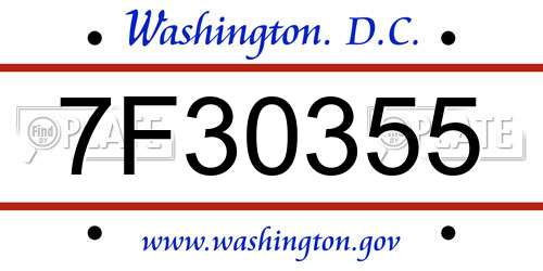 7F30355 District Of Columbia License Plate