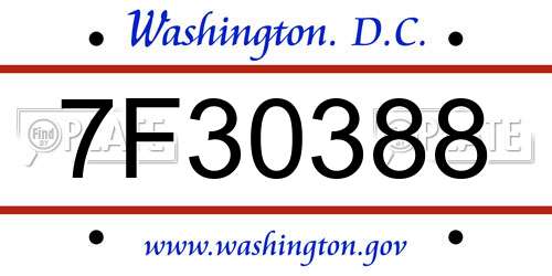 7F30388 District Of Columbia License Plate
