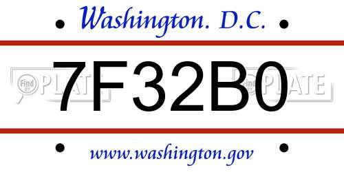 7F32B0 District Of Columbia License Plate