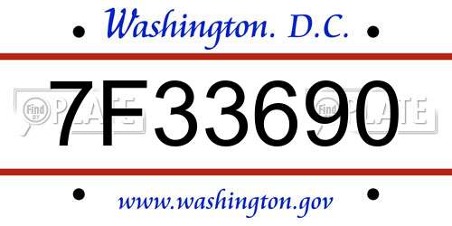 7F33690 District Of Columbia License Plate