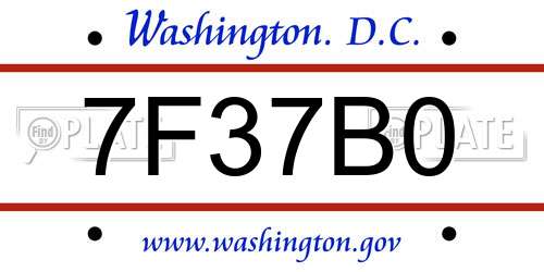 7F37B0 District Of Columbia License Plate