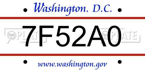 7F52A0 District Of Columbia License Plate