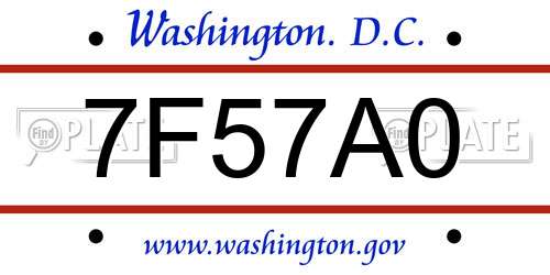 7F57A0 District Of Columbia License Plate