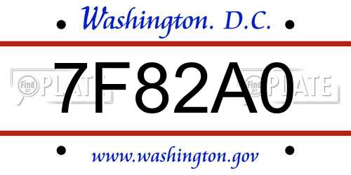 7F82A0 District Of Columbia License Plate