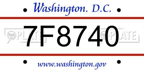 7F8740 District Of Columbia License Plate