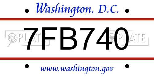 7FB740 District Of Columbia License Plate