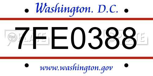 7FE0388 District Of Columbia License Plate