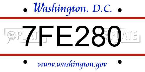 7FE280 District Of Columbia License Plate