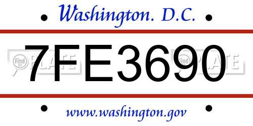 7FE3690 District Of Columbia License Plate