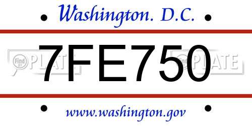 7FE750 District Of Columbia License Plate