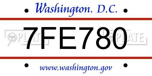 7FE780 District Of Columbia License Plate